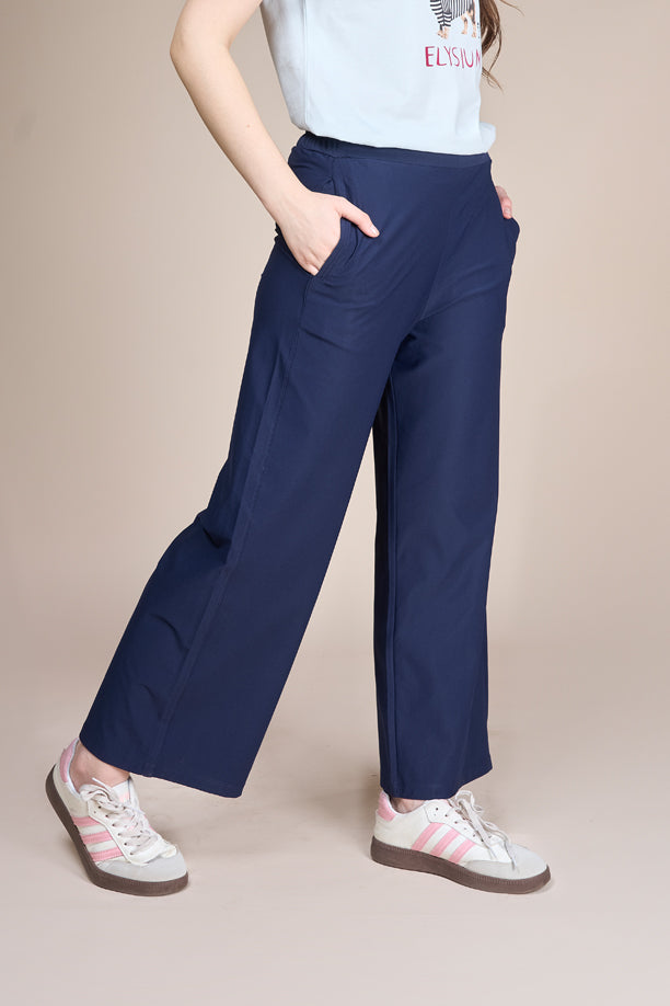 Women Soild Wide Leg Pants with COTEX
