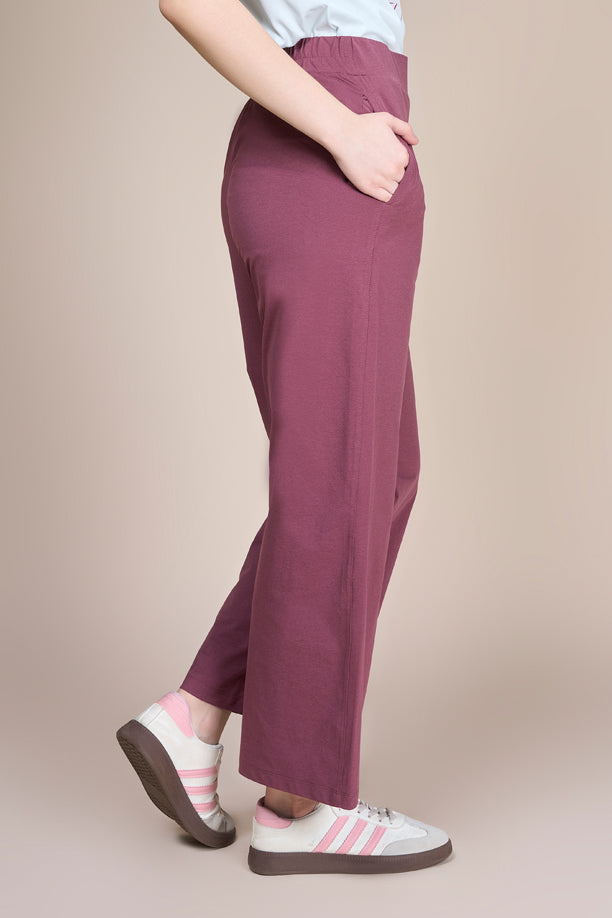 Women Soild Wide Leg Pants with COTEX