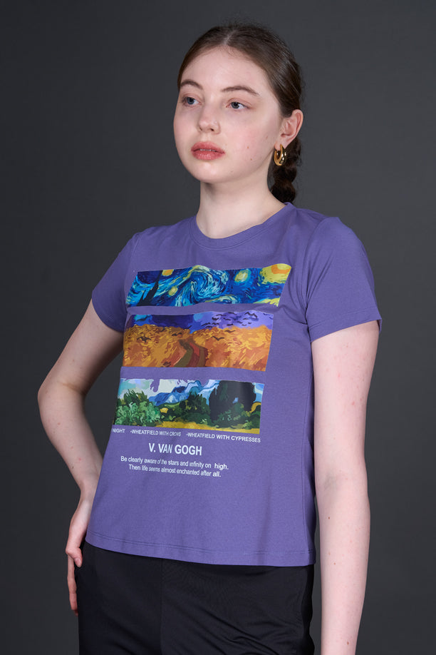 Women Graphic Regular Fit Round Neck T-shirt with COTEX