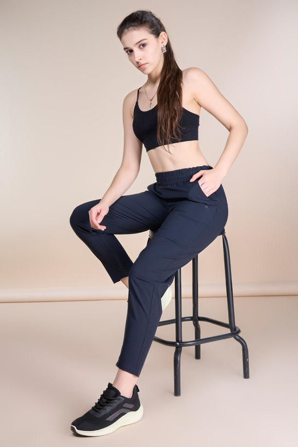 Women Regular Fit Track Pants with Woven Terry