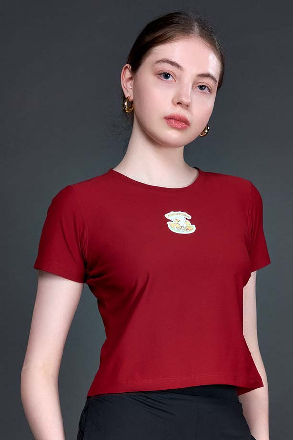 Women Printed Regular Fit Crop T-shirt with COTEX