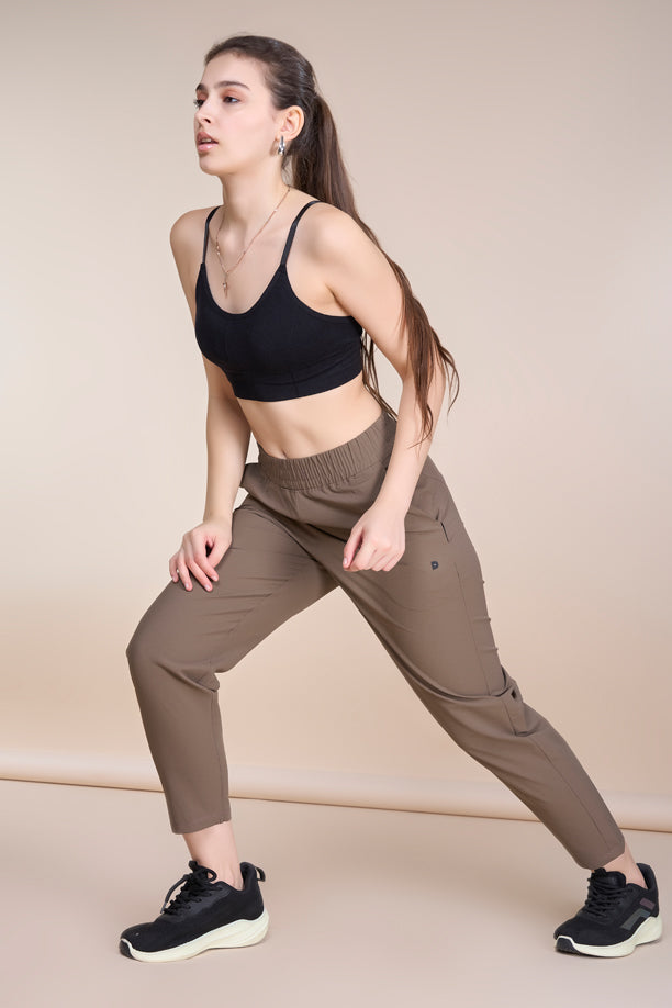 Women Regular Fit Track Pants with Woven Terry