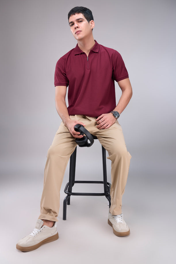 Men Cotton Blend Regular Fit Polo T-Shirt with Edge