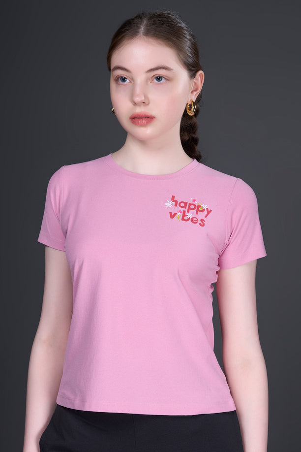 Women Graphic Regular Fit Round Neck T-shirt with COTEX