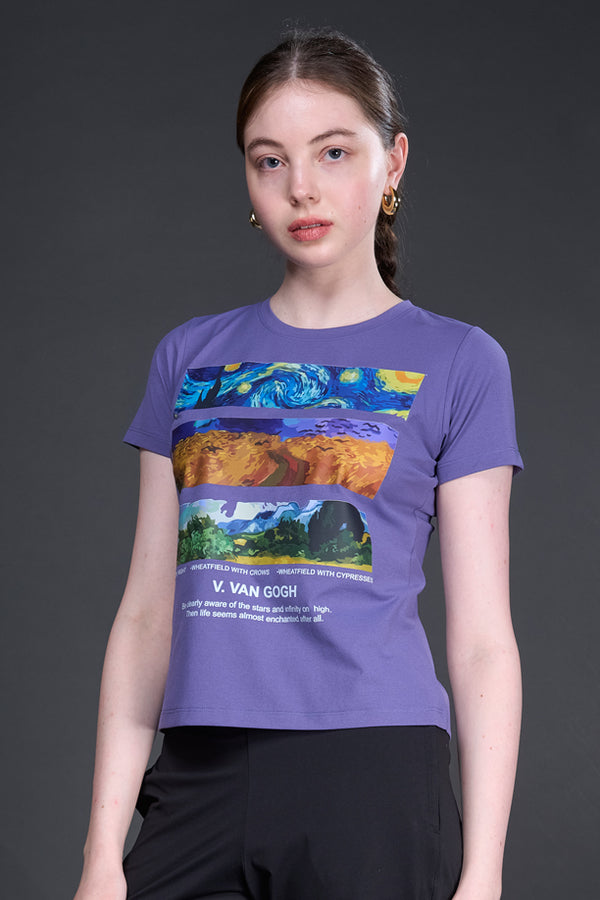 Women Graphic Regular Fit Round Neck T-shirt with COTEX