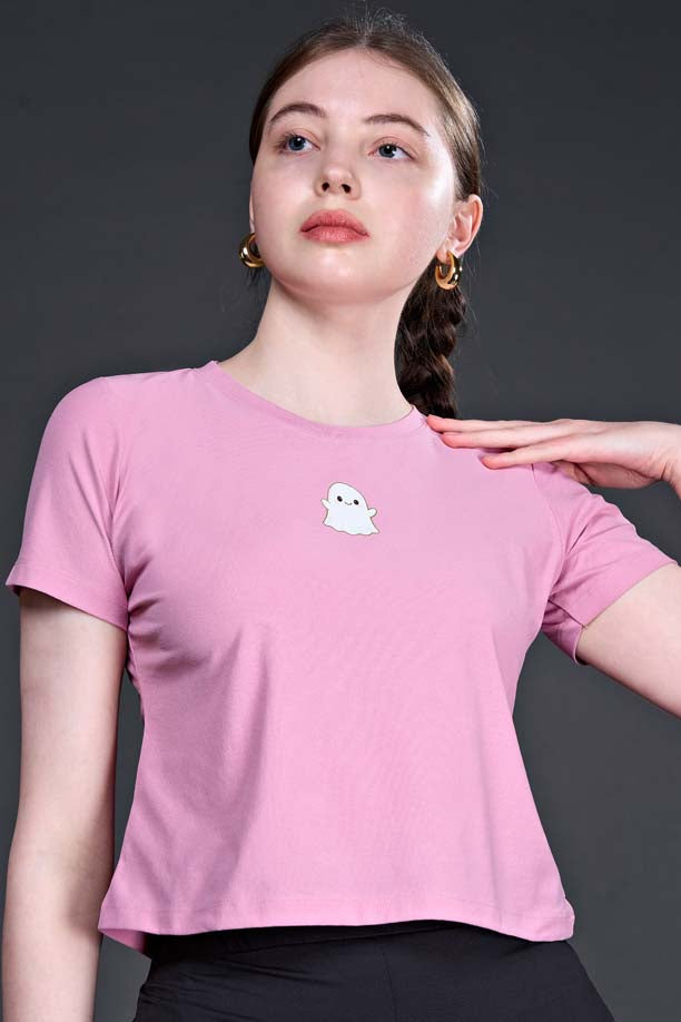 Women Printed Regular Fit Crop T-shirt with COTEX