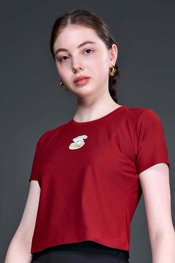 Women Printed Regular Fit Crop T-shirt with COTEX