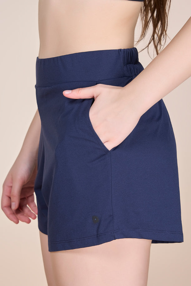 Women Solid Athleisure Shorts with COTEX
