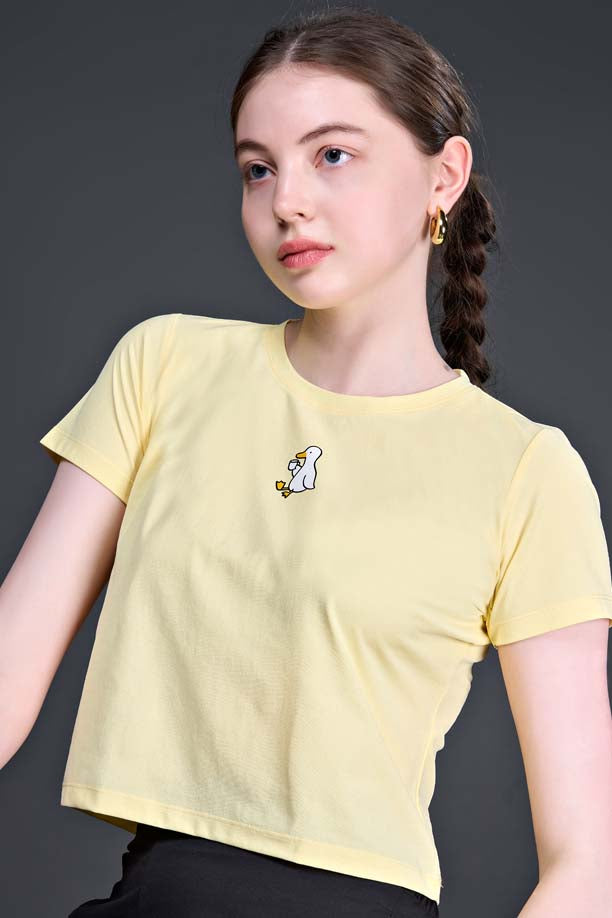 Women Printed Regular Fit Crop T-shirt with COTEX