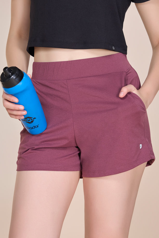 Women Solid Athleisure Shorts with COTEX
