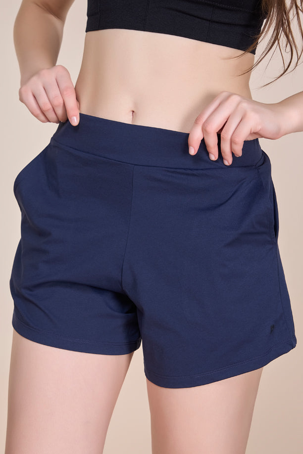 Women Solid Athleisure Shorts with COTEX