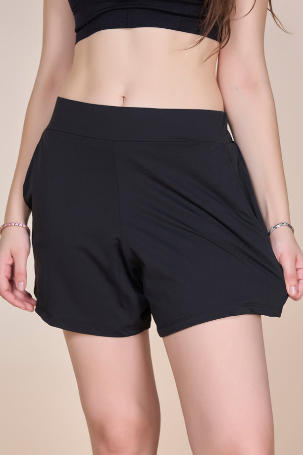 Women Solid Athleisure Shorts with COTEX