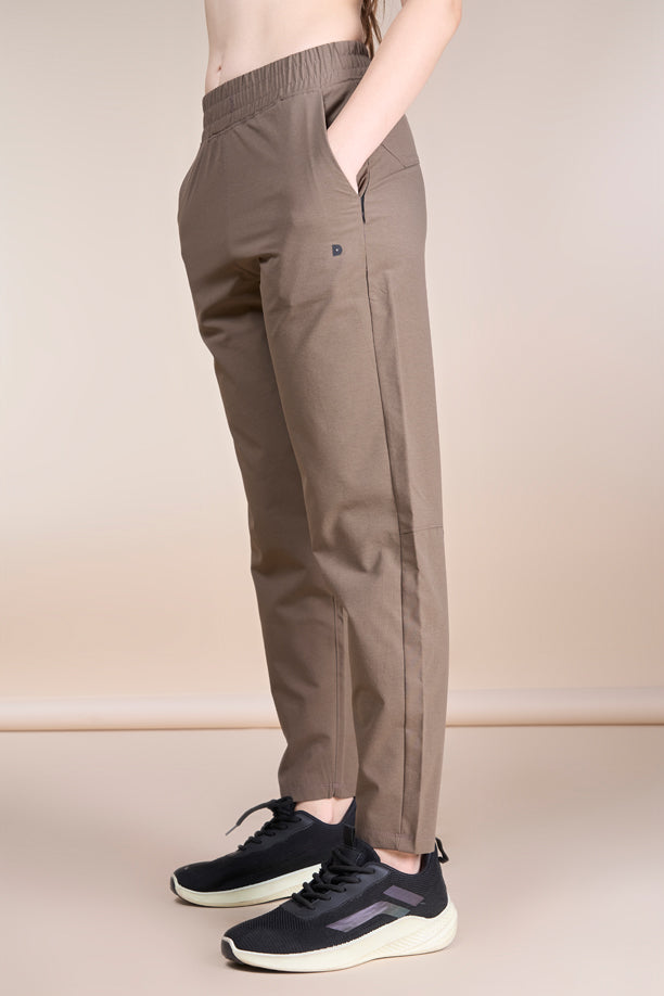 Women Regular Fit Track Pants with Woven Terry