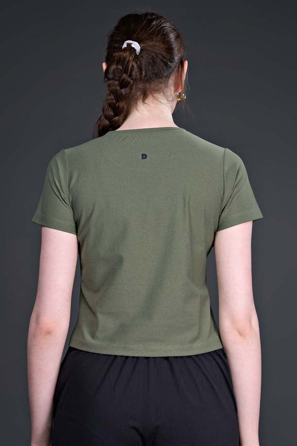 Women Printed Regular Fit Crop T-shirt with COTEX