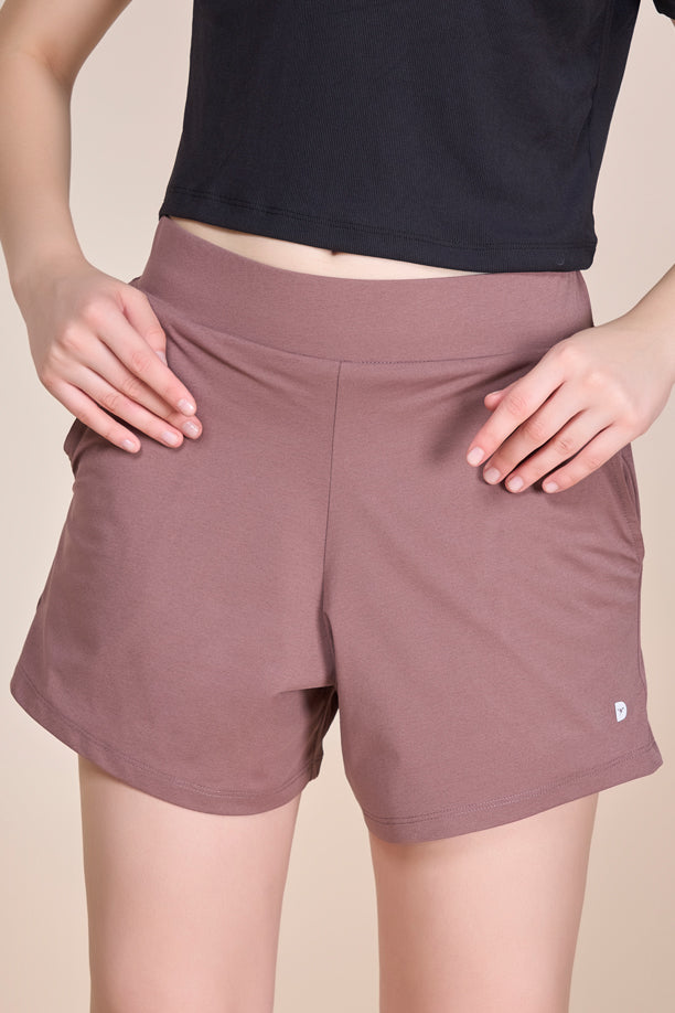 Women Solid Athleisure Shorts with COTEX