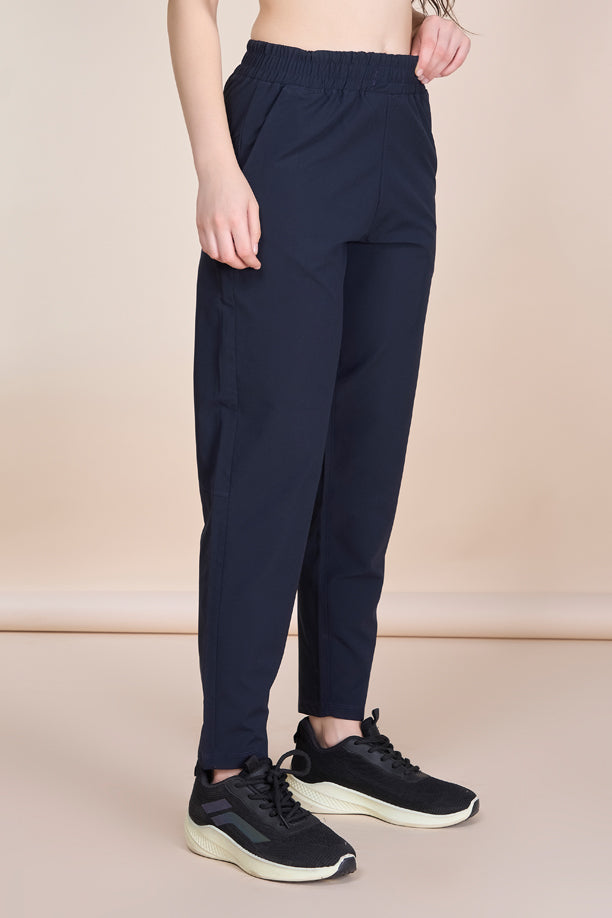 Women Regular Fit Track Pants with Woven Terry