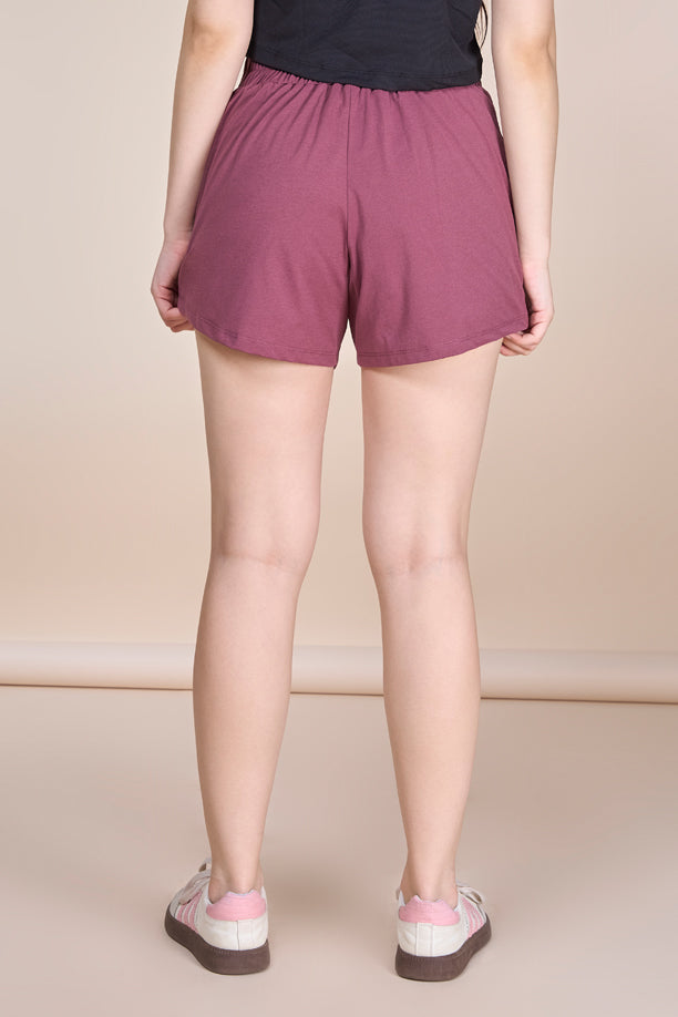 Women Solid Athleisure Shorts with COTEX