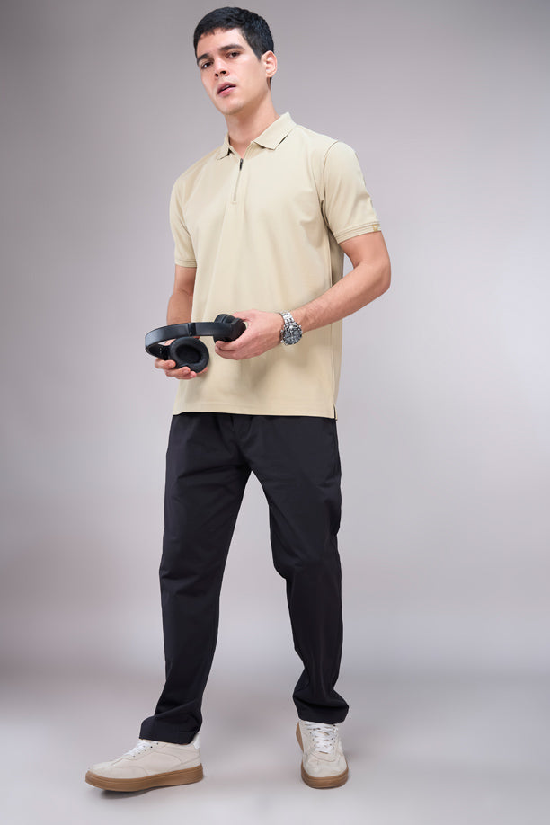 Men Cotton Blend Regular Fit Polo T-Shirt with Edge