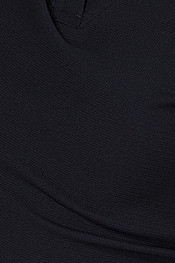 Women Textured Regular Fit Crop Polo T-shirt with COTEX