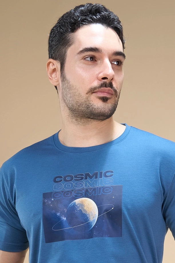 Men Regular Fit Printed Round Neck Tee