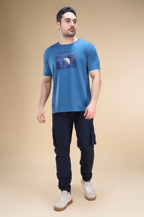 Men Regular Fit Printed Round Neck Tee
