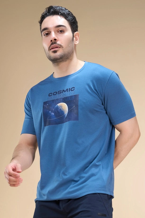 Men Regular Fit Printed Round Neck Tee