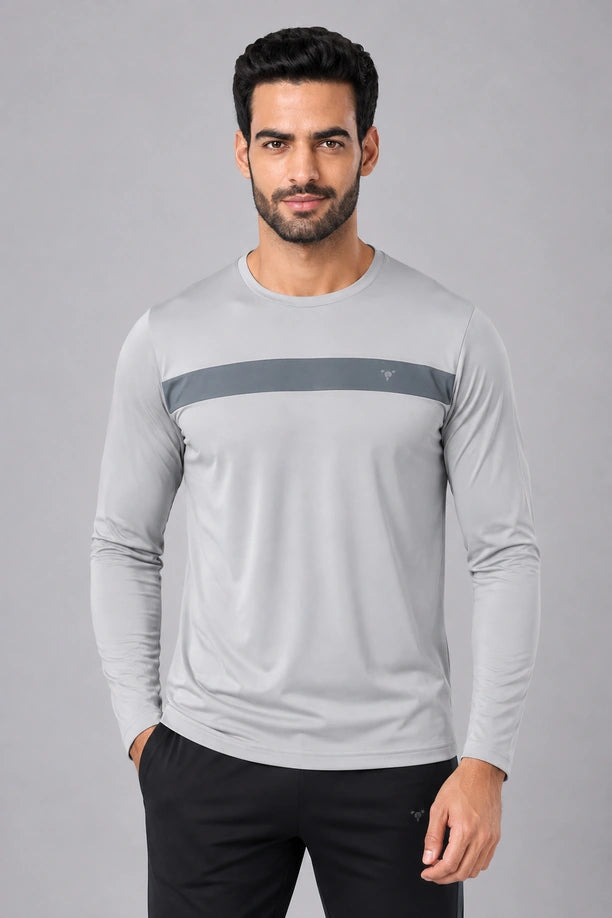 DRYFIT ROUND NECK FULL SLEEVE | LIGHT GREY