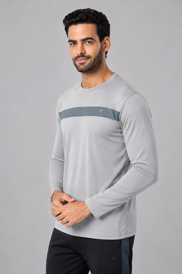 DRYFIT ROUND NECK FULL SLEEVE | LIGHT GREY