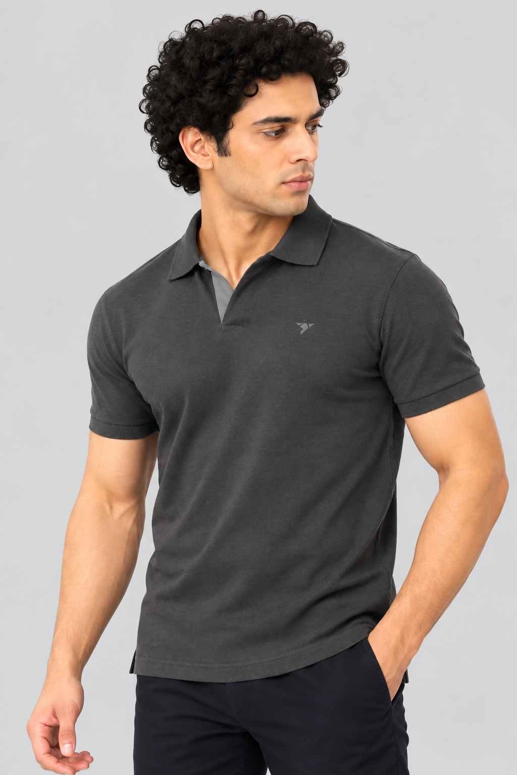 Men Slim Fit Polo T-Shirt with MATTY
