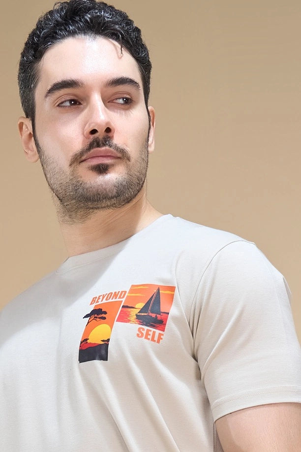 Men Regular Fit Printed Round Neck Tee