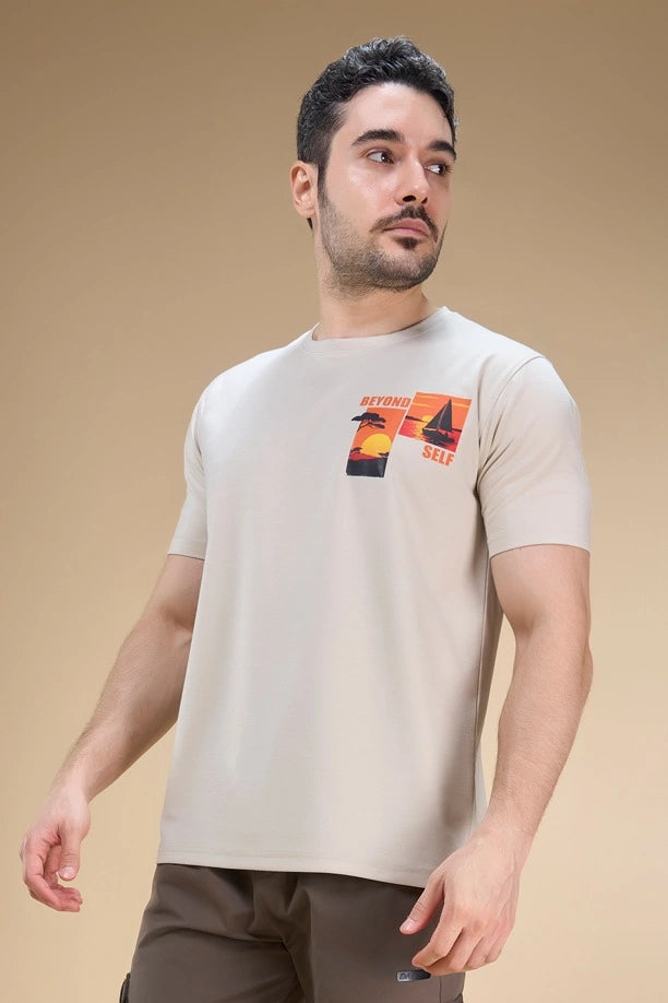 Men Regular Fit Printed Round Neck Tee