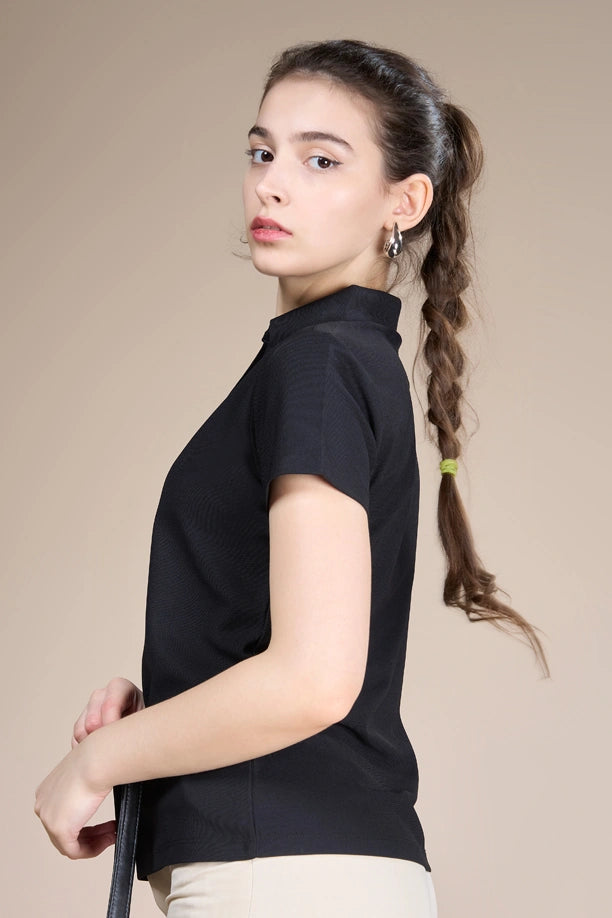 Women Solid Regular Fit Polo T-shirt with COOLEX