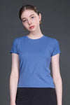 Women Solid Slim Fit Round Neck T-shirt with COTEX