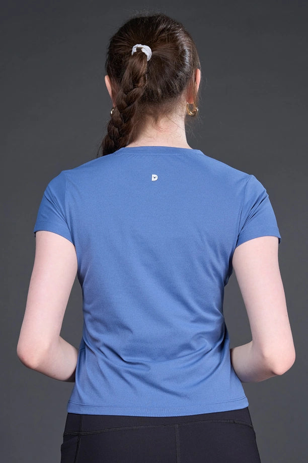 Women Solid Slim Fit Round Neck T-shirt with COTEX
