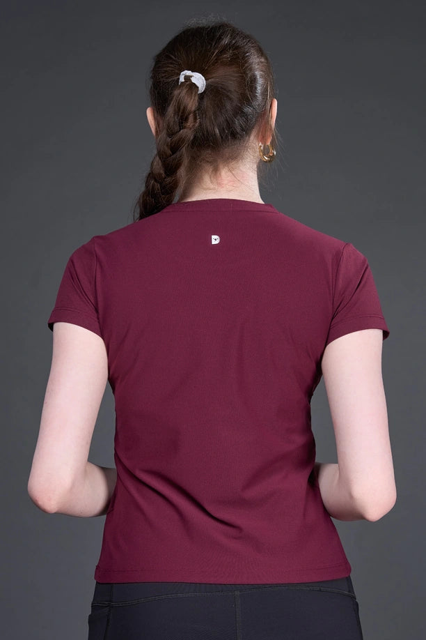 Women Solid Slim Fit Round Neck T-shirt with COTEX