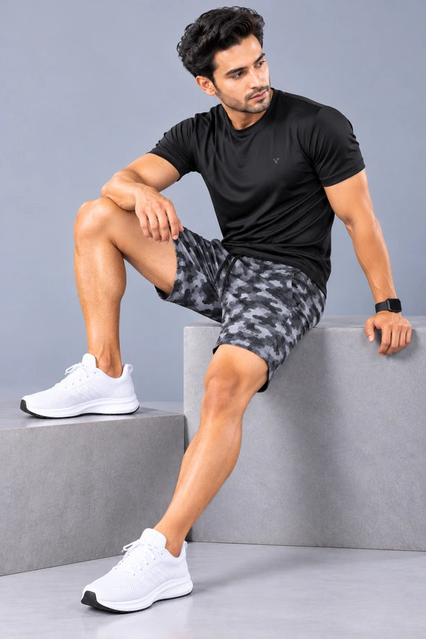 Men Printed Regular Fit Active Shorts with Funky