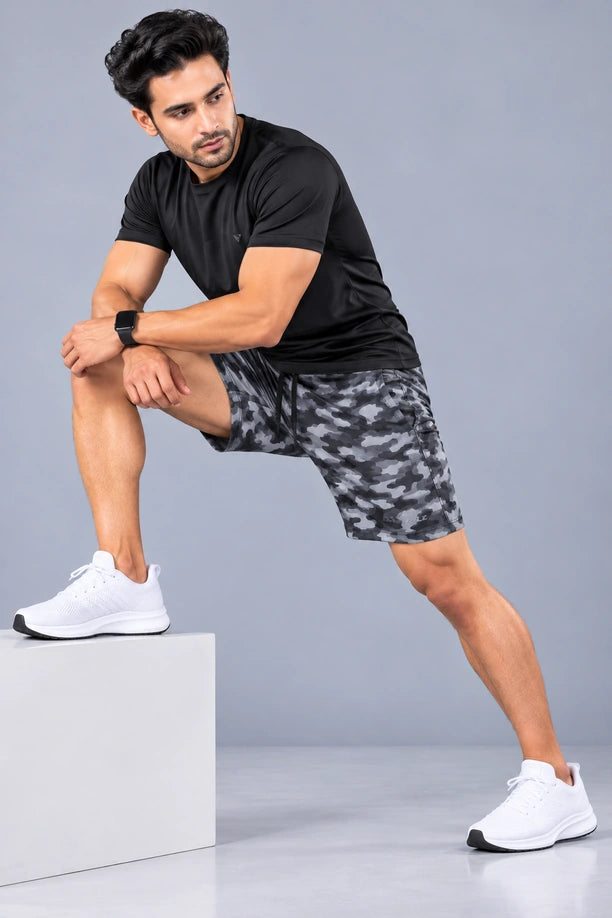 Men Printed Regular Fit Active Shorts with Funky