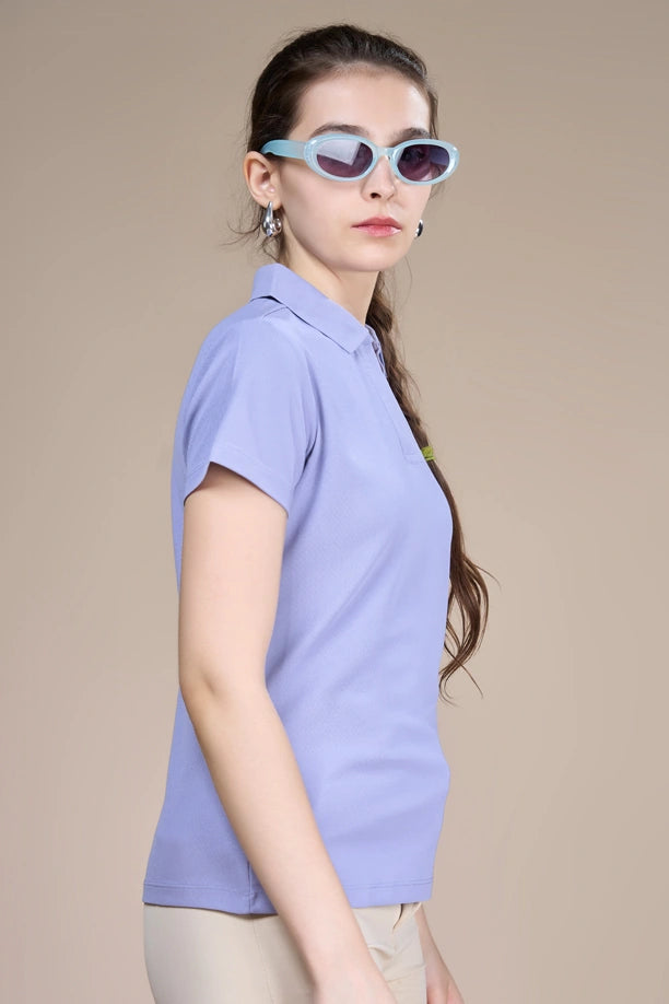 Women Solid Regular Fit Polo T-shirt with COOLEX