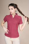 Women Solid Regular Fit Polo T-shirt with COOLEX