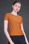 Women Solid Slim Fit Round Neck T-shirt with COTEX