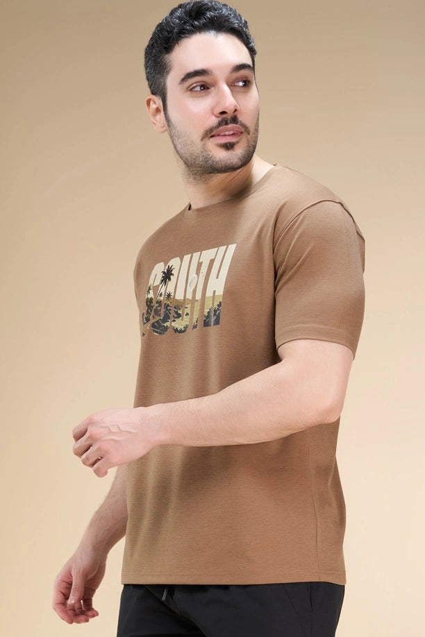 Men Regular Fit Printed Round Neck Tee