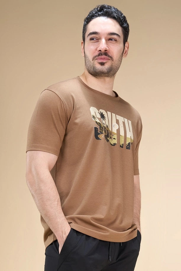 Men Regular Fit Printed Round Neck Tee