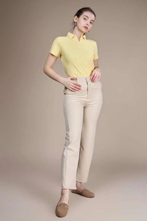 Women Solid Regular Fit Polo T-shirt with COOLEX