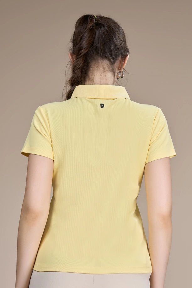 Women Solid Regular Fit Polo T-shirt with COOLEX