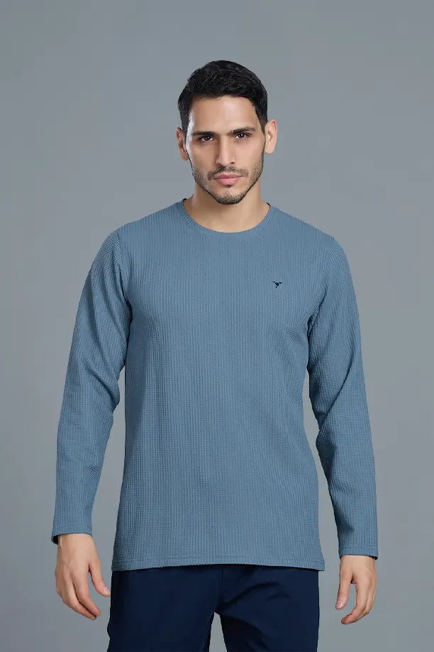 BOOST ROUND NECK FULL SLEEVE T SHIRT - CHINA BLUE