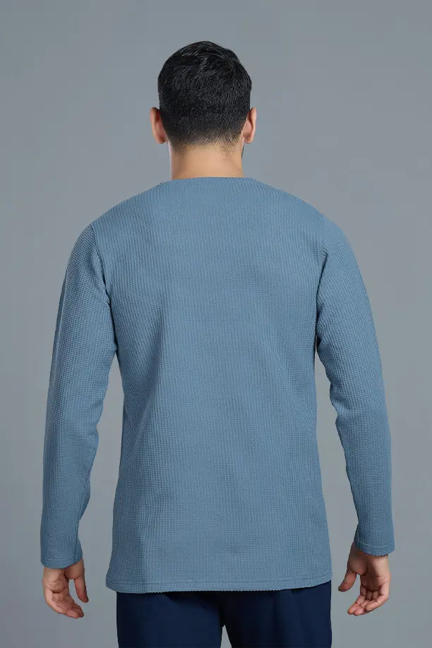 BOOST ROUND NECK FULL SLEEVE T SHIRT - CHINA BLUE