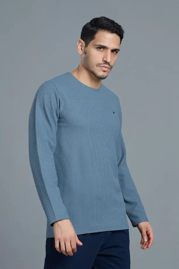 BOOST ROUND NECK FULL SLEEVE T SHIRT - CHINA BLUE