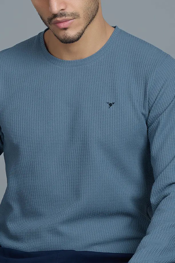 BOOST ROUND NECK FULL SLEEVE T SHIRT - CHINA BLUE