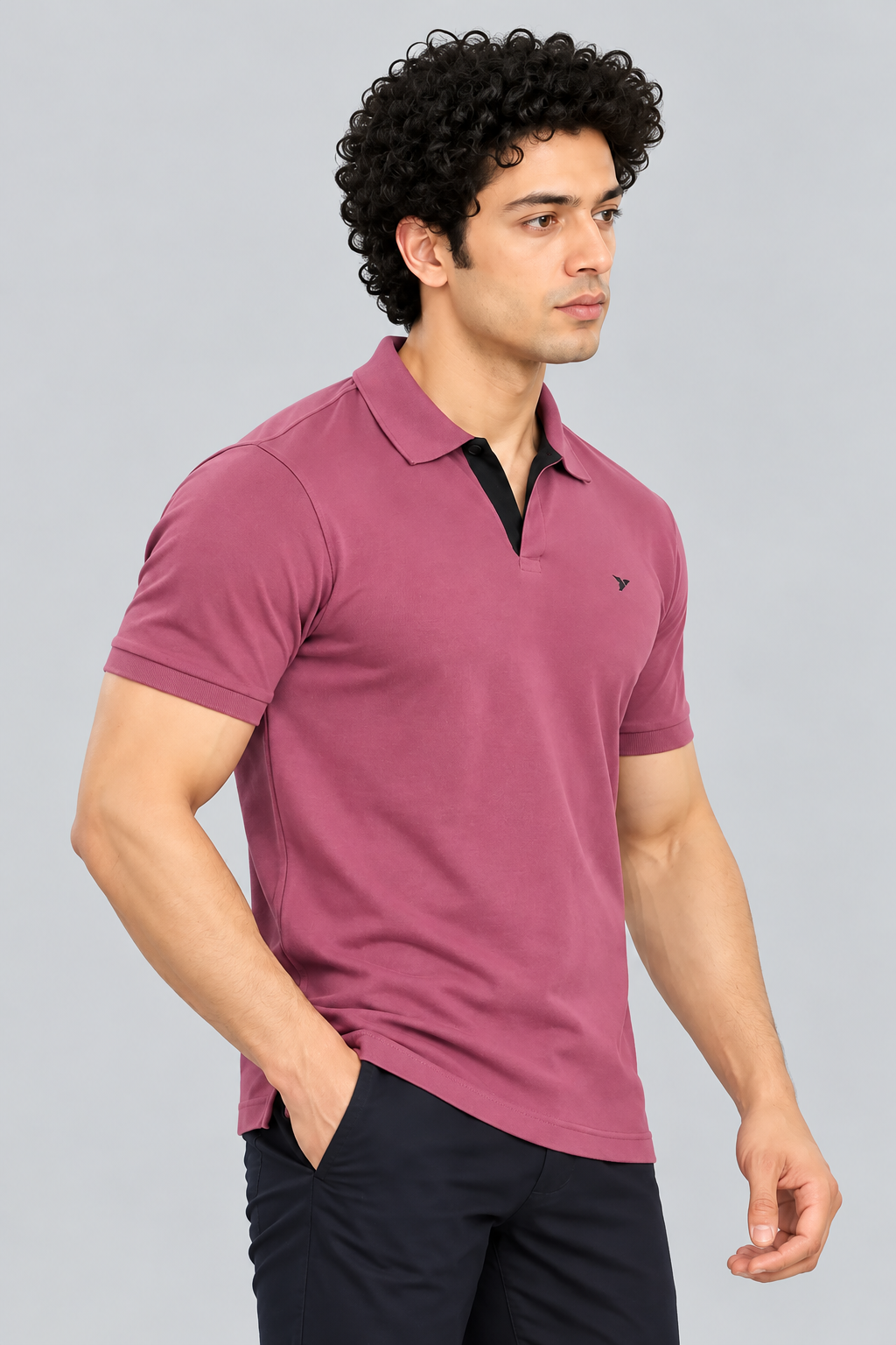 Men Slim Fit Polo T-Shirt with MATTY