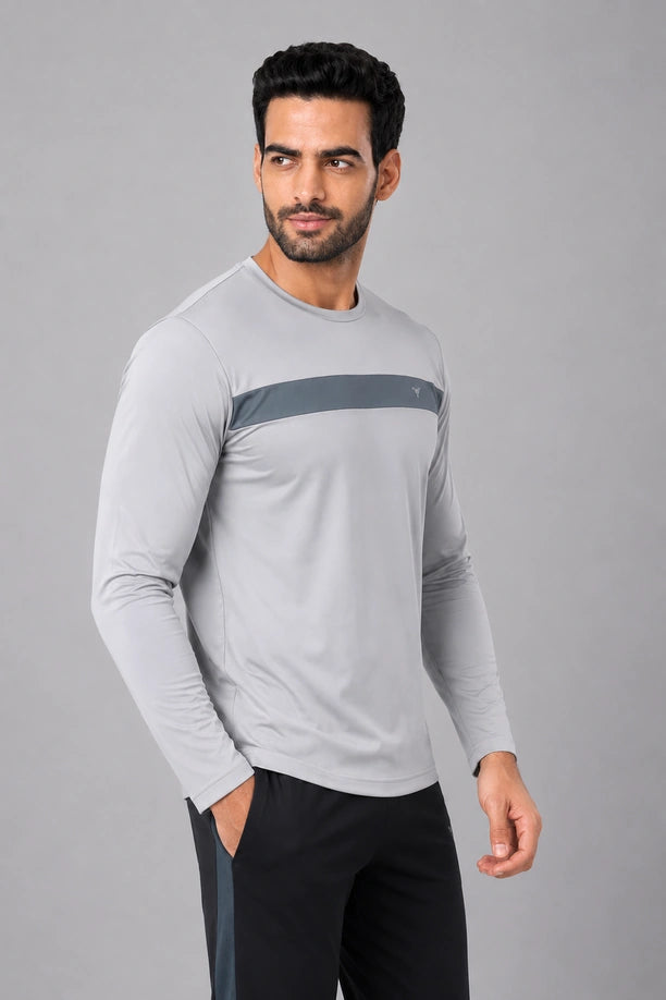 DRYFIT ROUND NECK FULL SLEEVE | LIGHT GREY